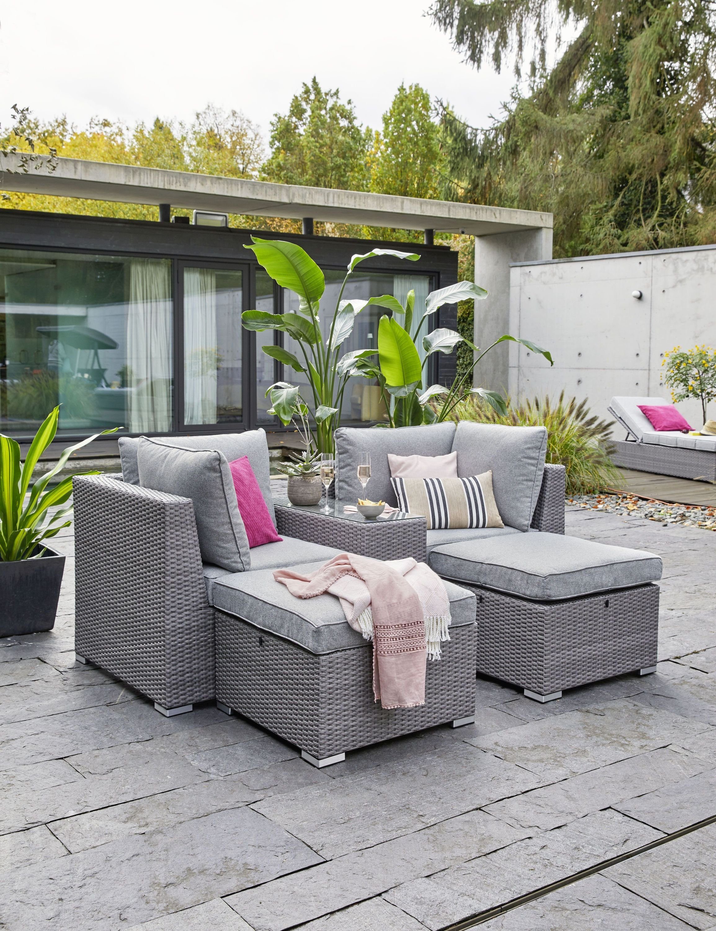 Outdoor Gartenlounge-Hocker Lounge-Hocker, Lounge-Hocker Outdoor (BHT 66x44x66 cm) BHT 66x44x66 cm