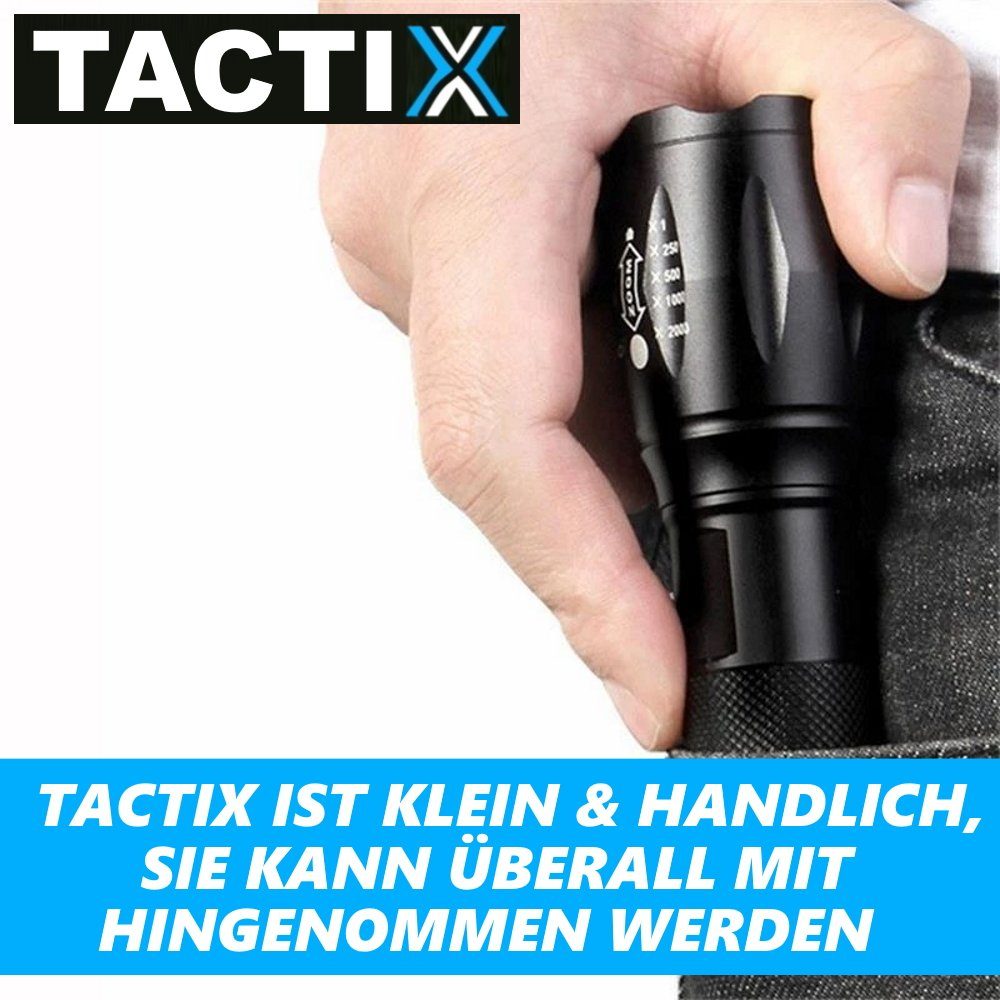 MAVURA LED Taschenlampe TACTIX LED taktische Taschenlampe schwarz Zoomfunktion, Polizei Taschen Lampe Security 40x Heller Taschenlampen