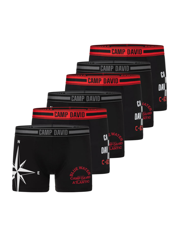 CAMP DAVID  Boxershorts 6er Pack casual in black black günstig kaufen