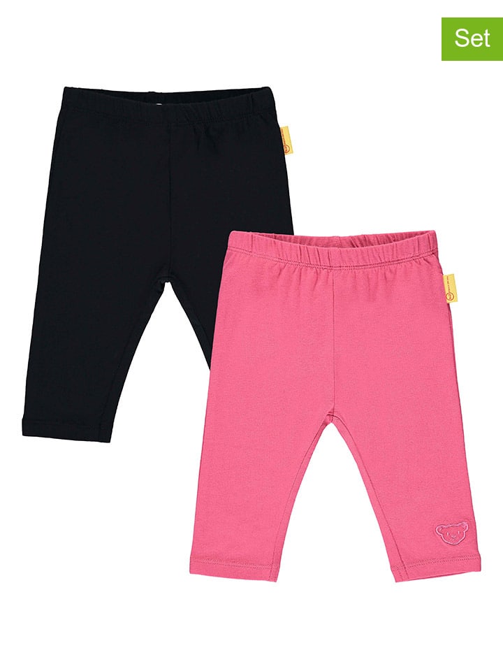 Steiff 2er-Set: Leggings in Pink/ Schwarz günstig kaufen