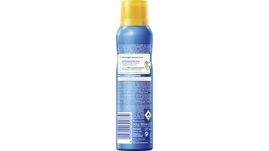 NIVEA SUN UV Dry Protect Sport erfrischendes Spray LF50 200 ml