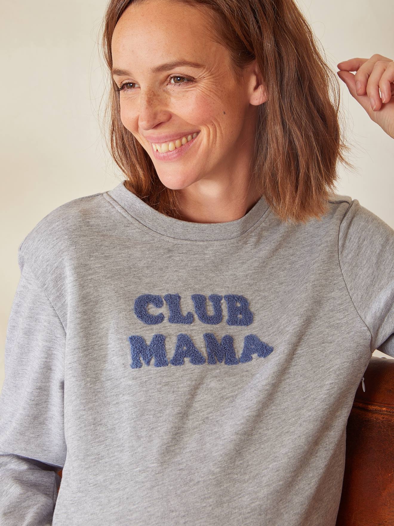Sweat molleton à message grossesse et allaitement rose blush