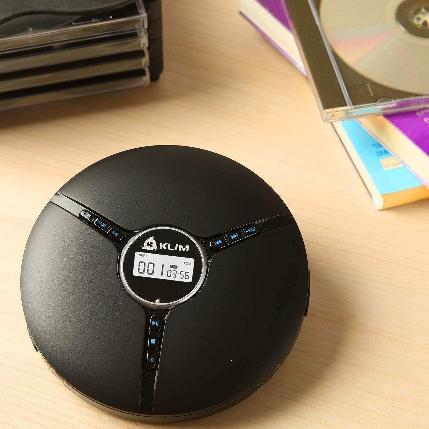 KLIM Tragbarer Discman, inklusive Kopfhörer Stereo-CD Player (hochwertiger CD-Spieler für unverwechselbares Hörerlebnis)