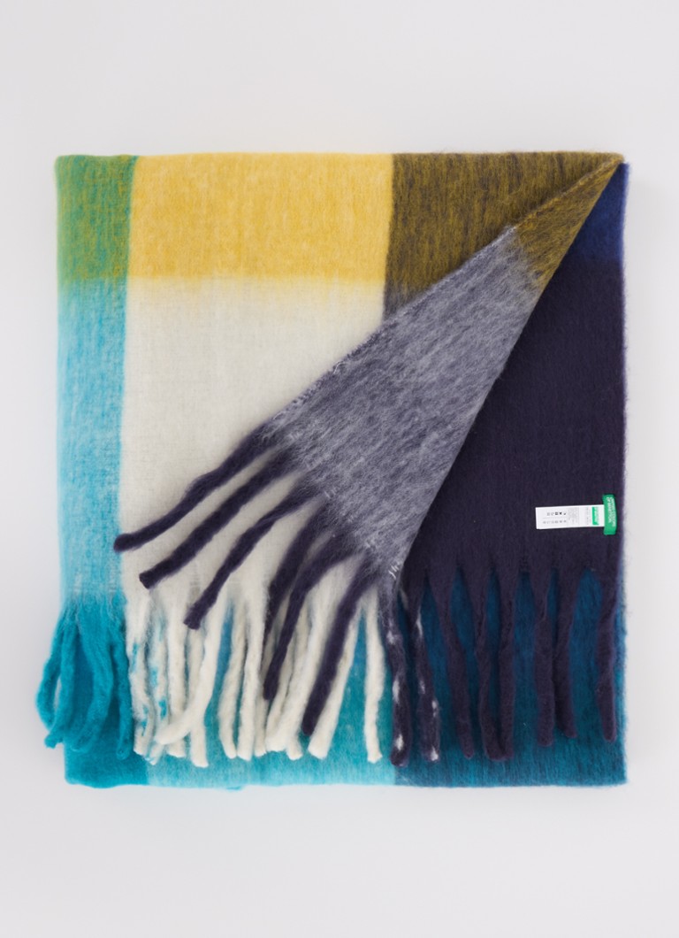 Bufanda a cuadros Benetton con flecos, 210 x 70 cm