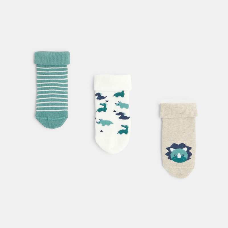 Chaussettes bouclettes dinosaures (lot de 3) bébé garçon
