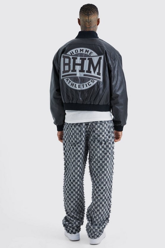 Kastige PU-Jacke mit Trichterkragen
