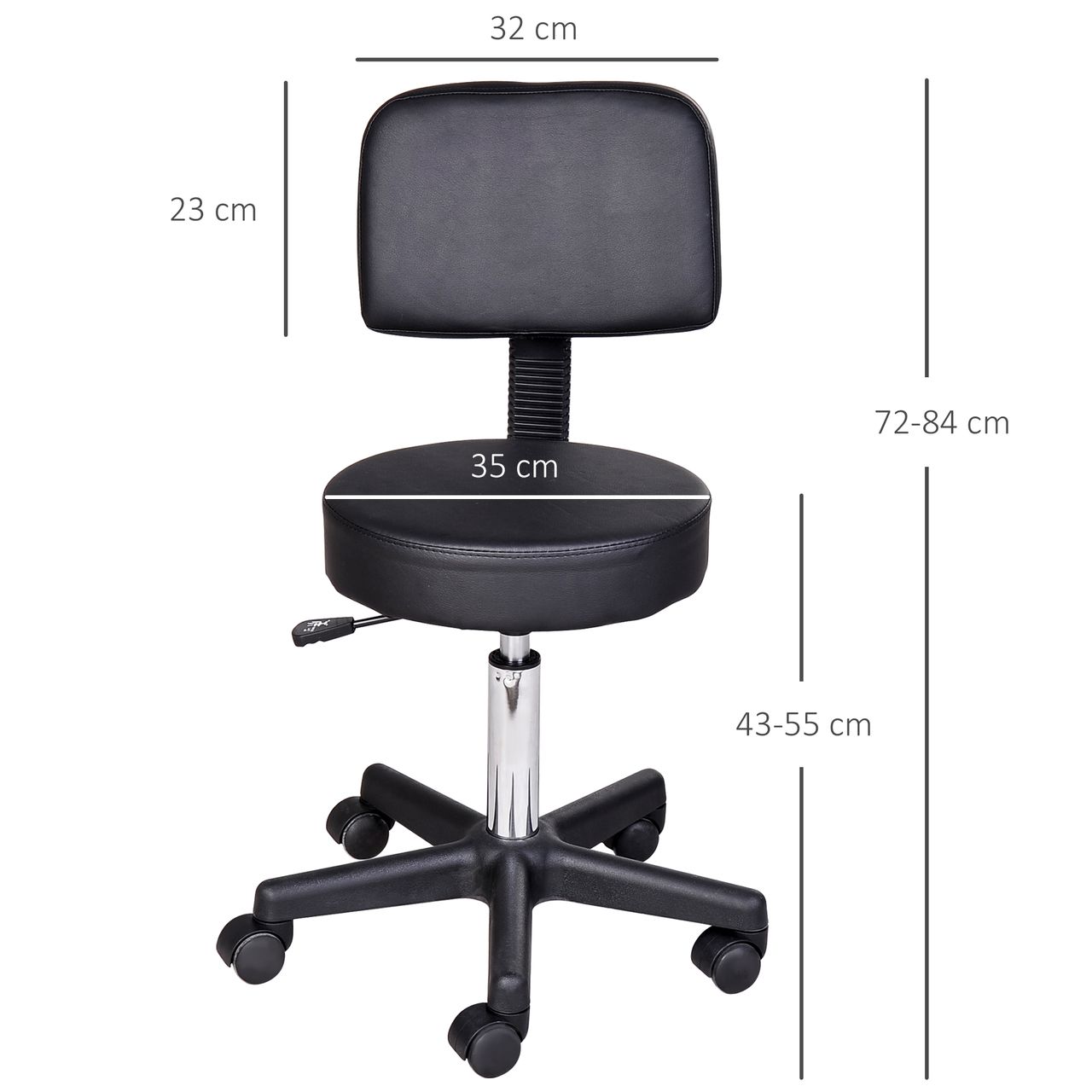 HOMCOM Kosmetikhocker Drehhocker Rollhocker Arbeitshocker Hocker Profi Salon