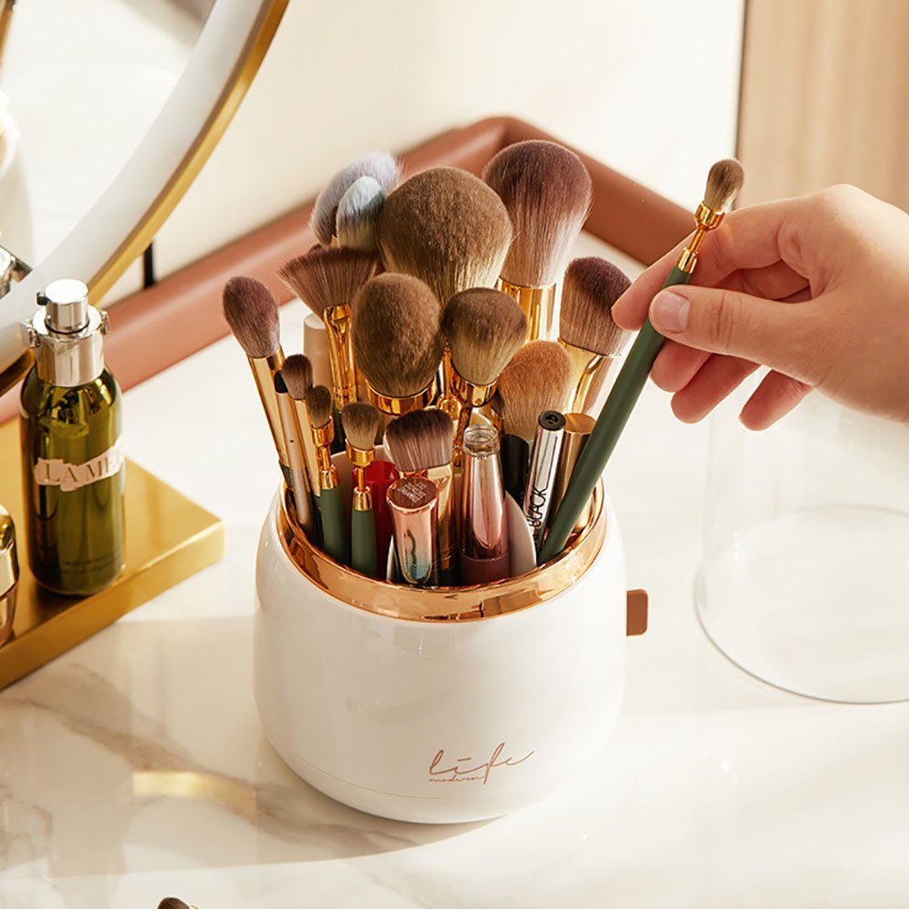 Runxizhou Kosmetikkoffer Make-up-Pinselhalter 360 Rotatierbar Wasserdicht Organizer (weiß)