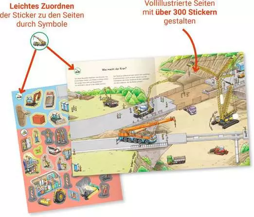 Ravensburger Wieso? Weshalb? Warum? Stickerheft: Fahrzeuge auf der Baustelle