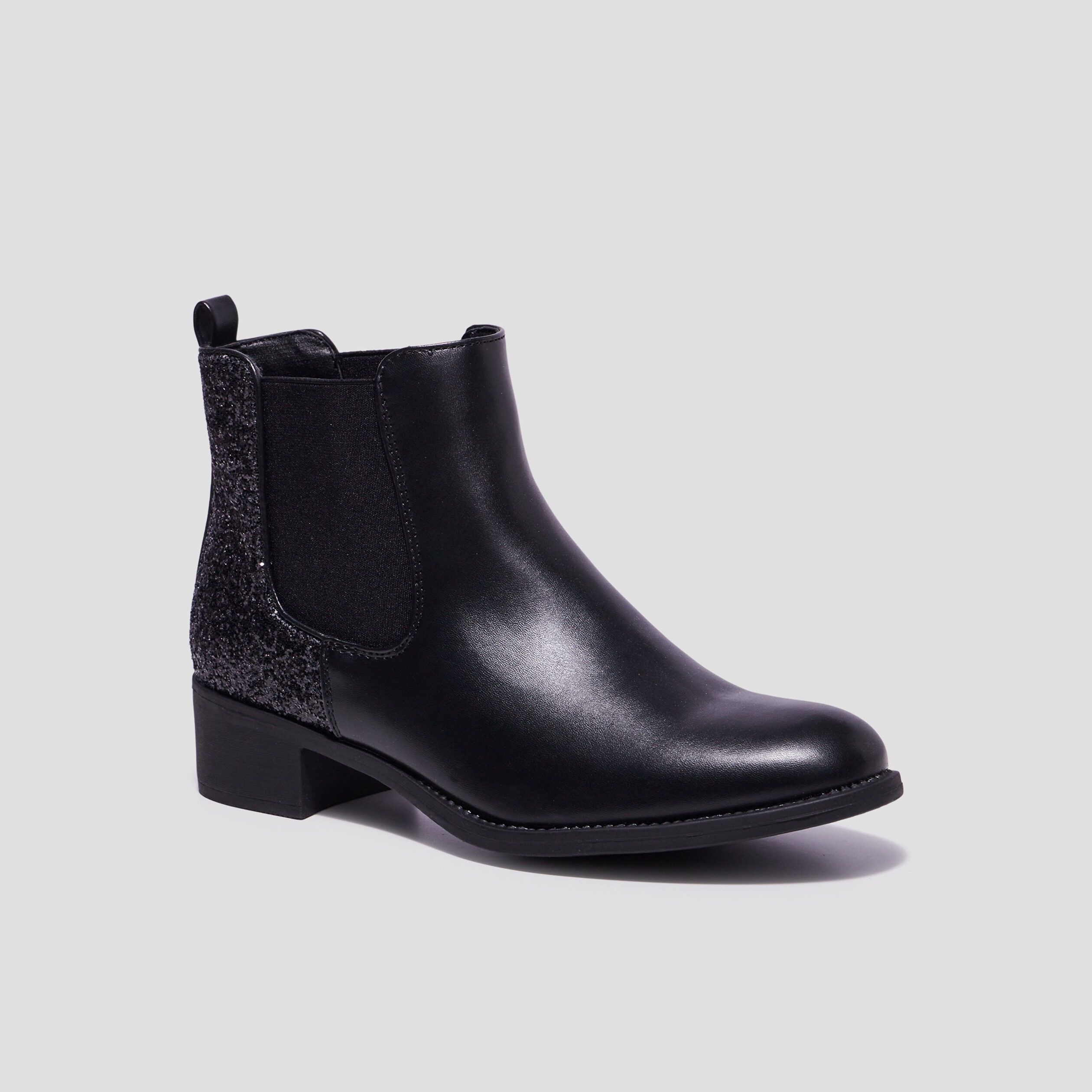 Bottines chelsea à paillettes noir femme | La Halle