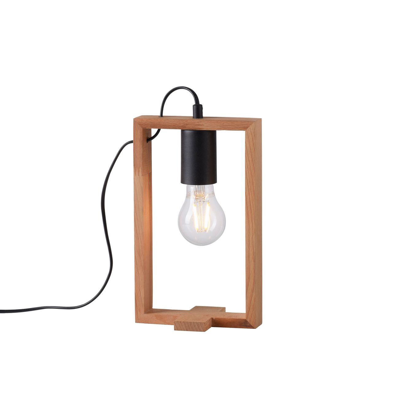 JUST LIGHT LeuchtenDirekt Tischleuchte FRAME, 1xE27/max. 60W, Innenleuchte, IP20, Metall und Holz