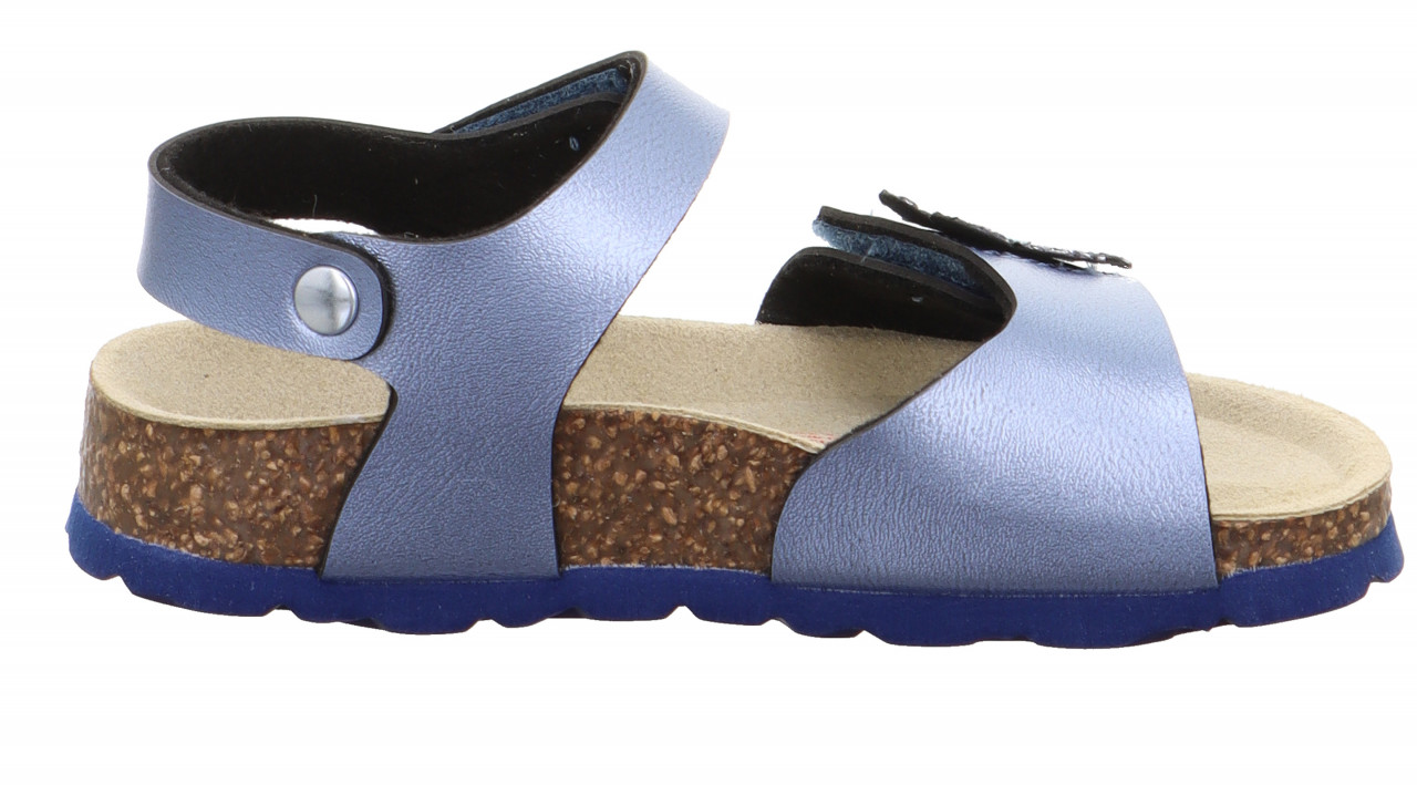 FUSSBETTPANTOFFEL - Blau Sandale mit Klettverschluss
