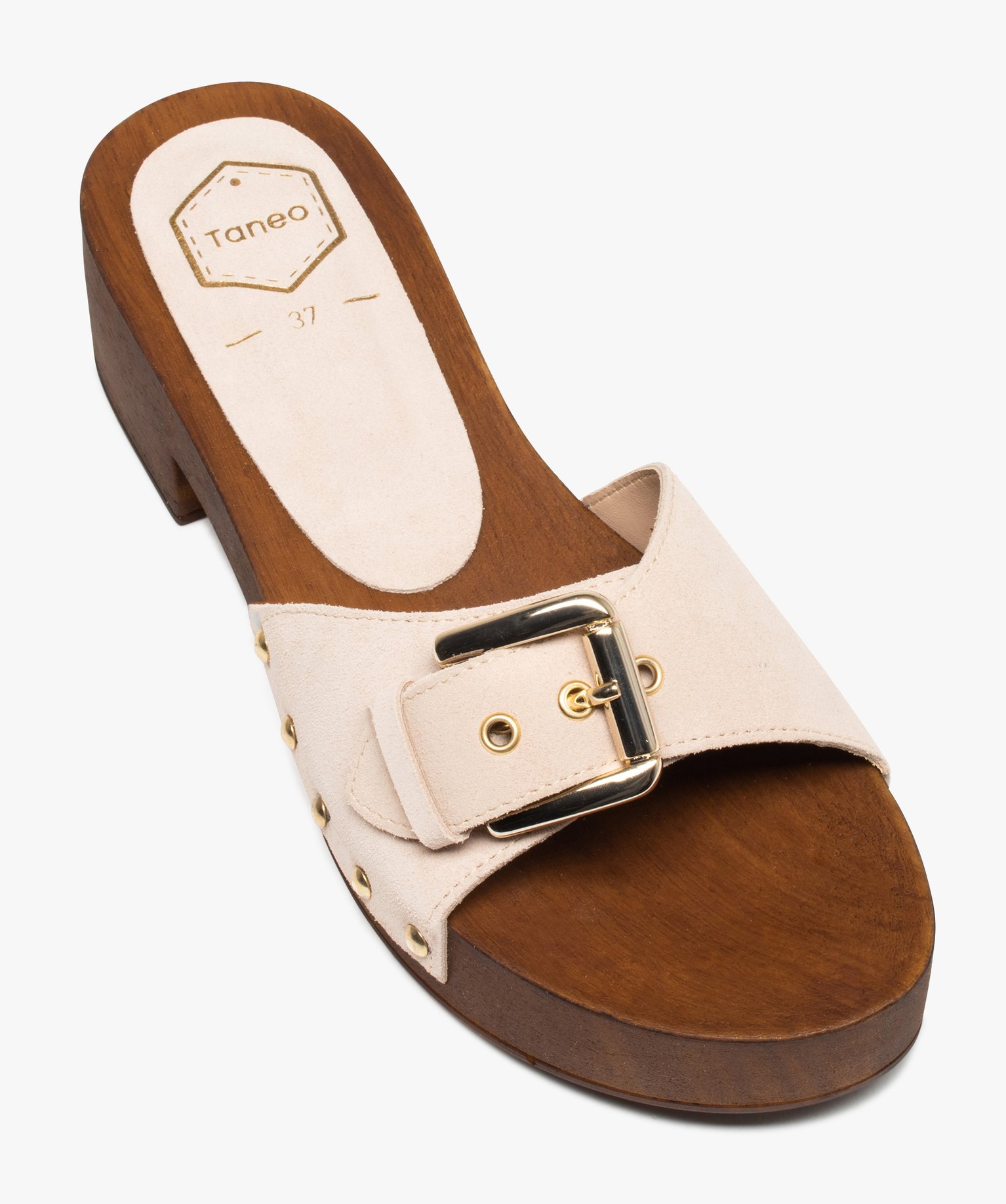 Mules femme à talon large et bride en cuir - Taneo beige | GEMO