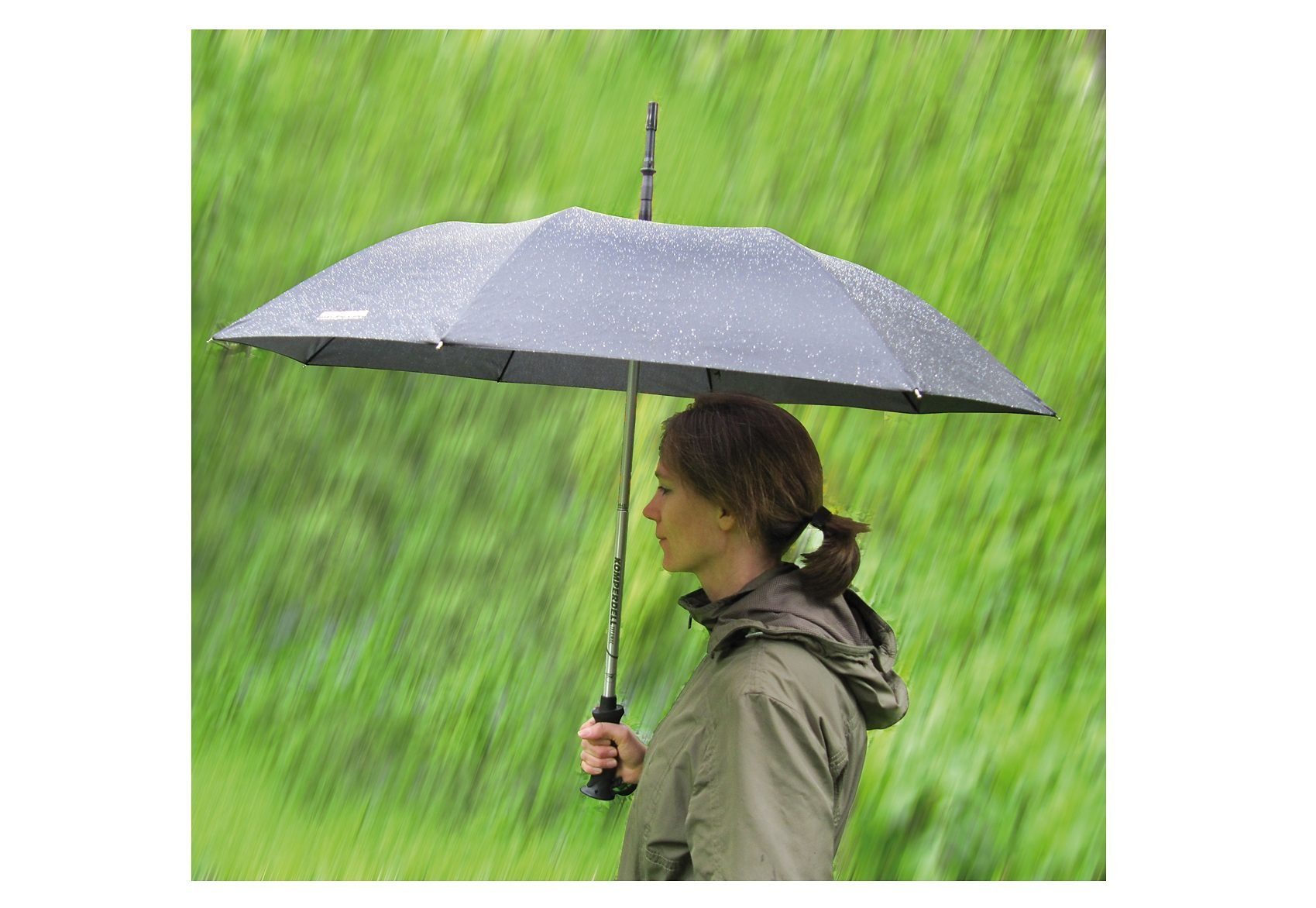 EuroSCHIRM® Stockregenschirm KOMPERDELL Teleskop-Wanderstock m. integriertem Schirm, mit integriertem Wanderstock