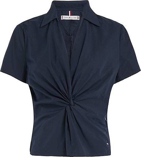 TOMMY HILFIGER Damen Blusentop SOLID POPLIN TWIST TOP