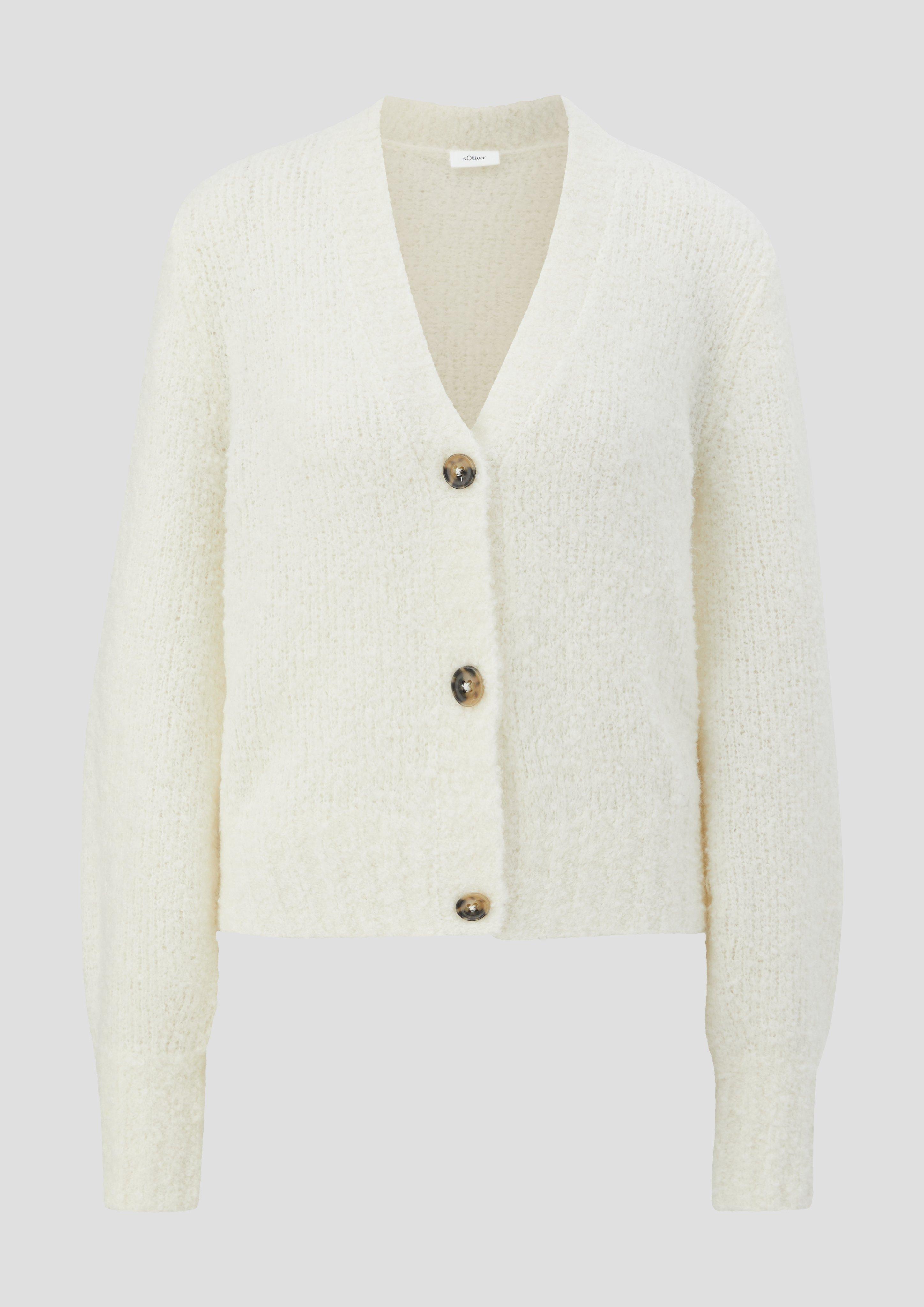Verkürzte Strickjacke aus Alpakamix  2136001-0700