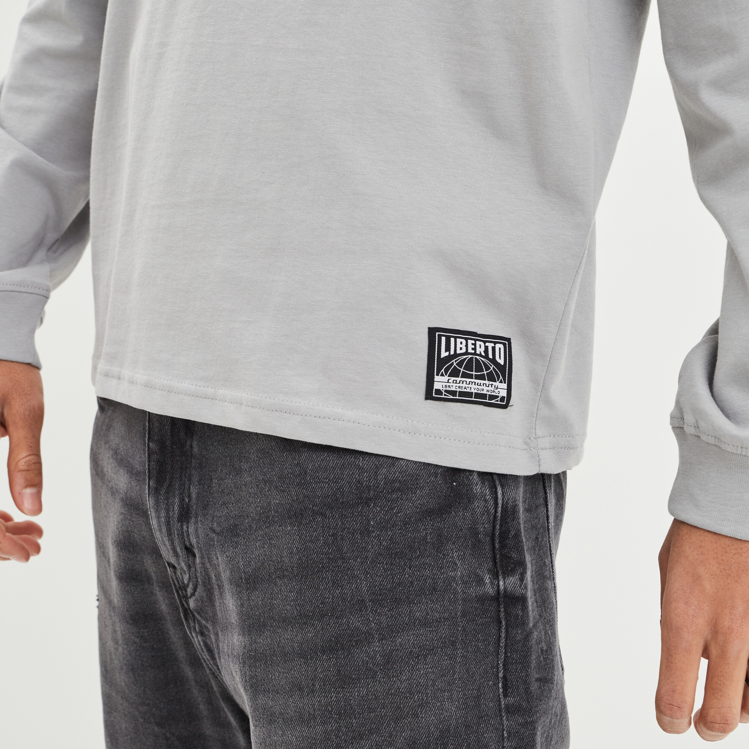 T-shirt manches longues gris clair homme | La Halle