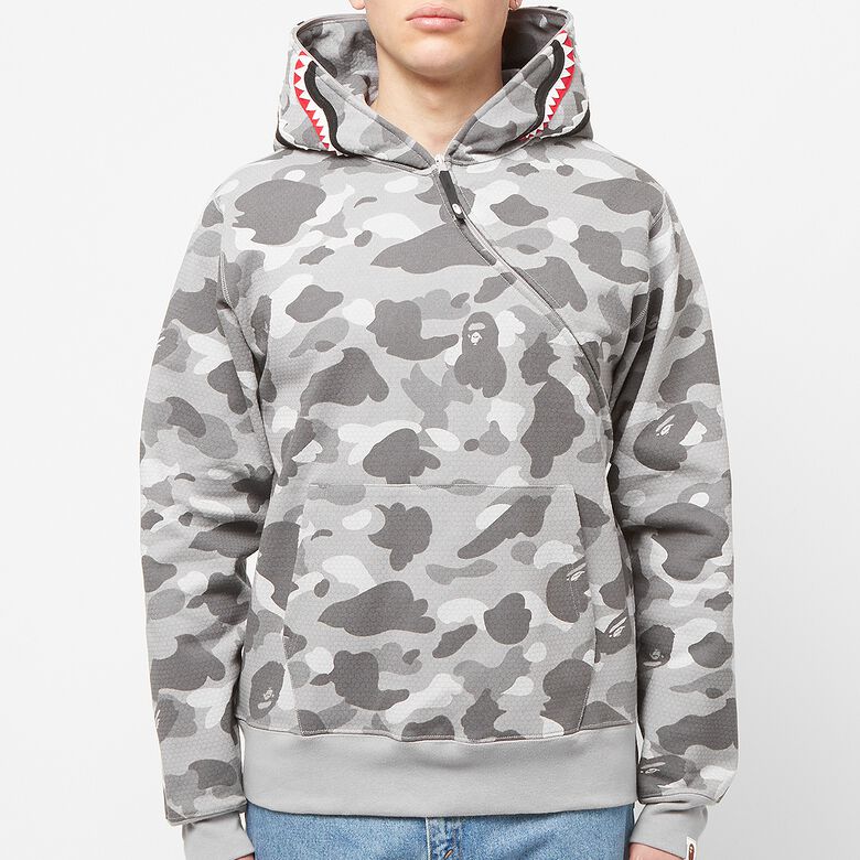 A Bathing Ape Honeycomb Camo Shark Full Zip Hoodie M gray