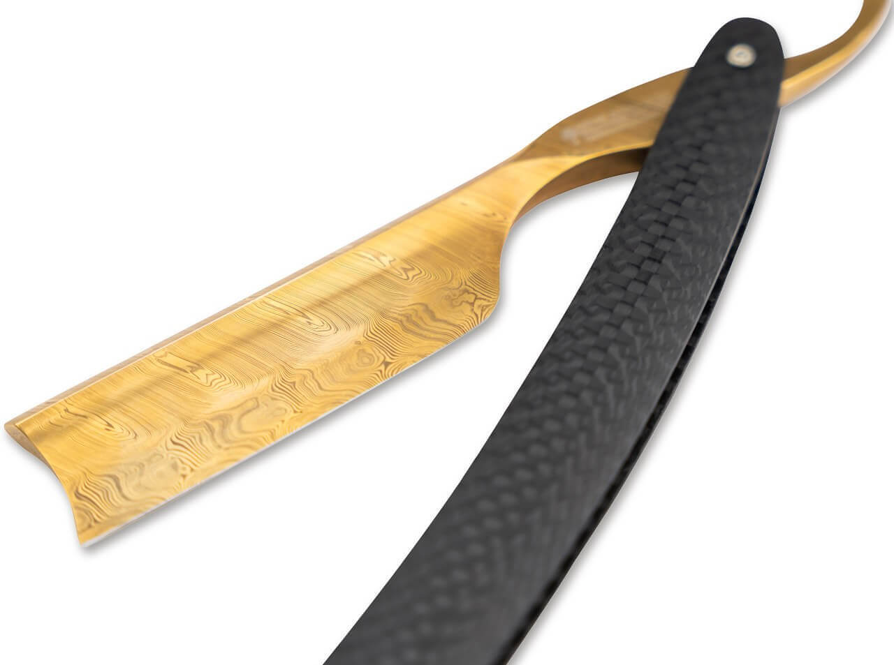 Rasiermesser Damast Carbon Gold