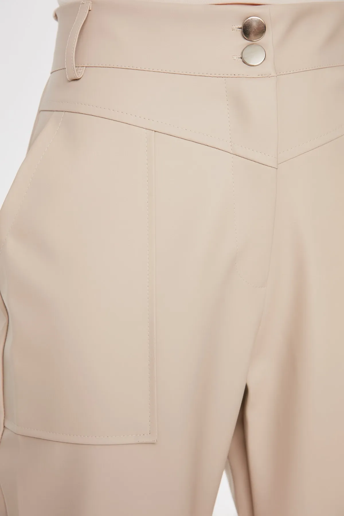 Trendyol Collection  Stone Cigarette gewebte Kunstlederhose TWOAW22PL0347