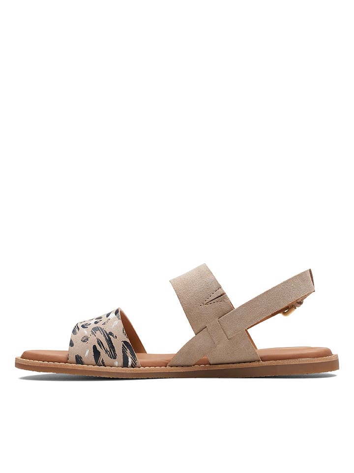 Clarks Leder-Sandalen in Beige/ Schwarz günstig kaufen