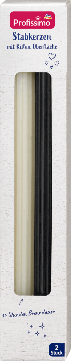 Stabkerze Rille champagner / schwarz, 2 St