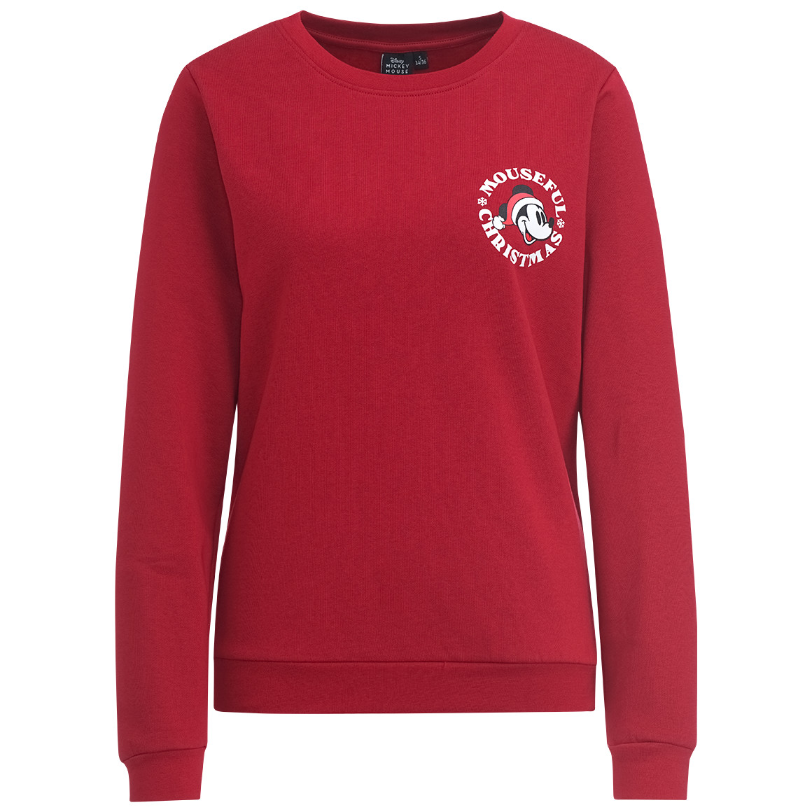 Micky Maus Weihnachtssweatshirt mit Print dunkelrot