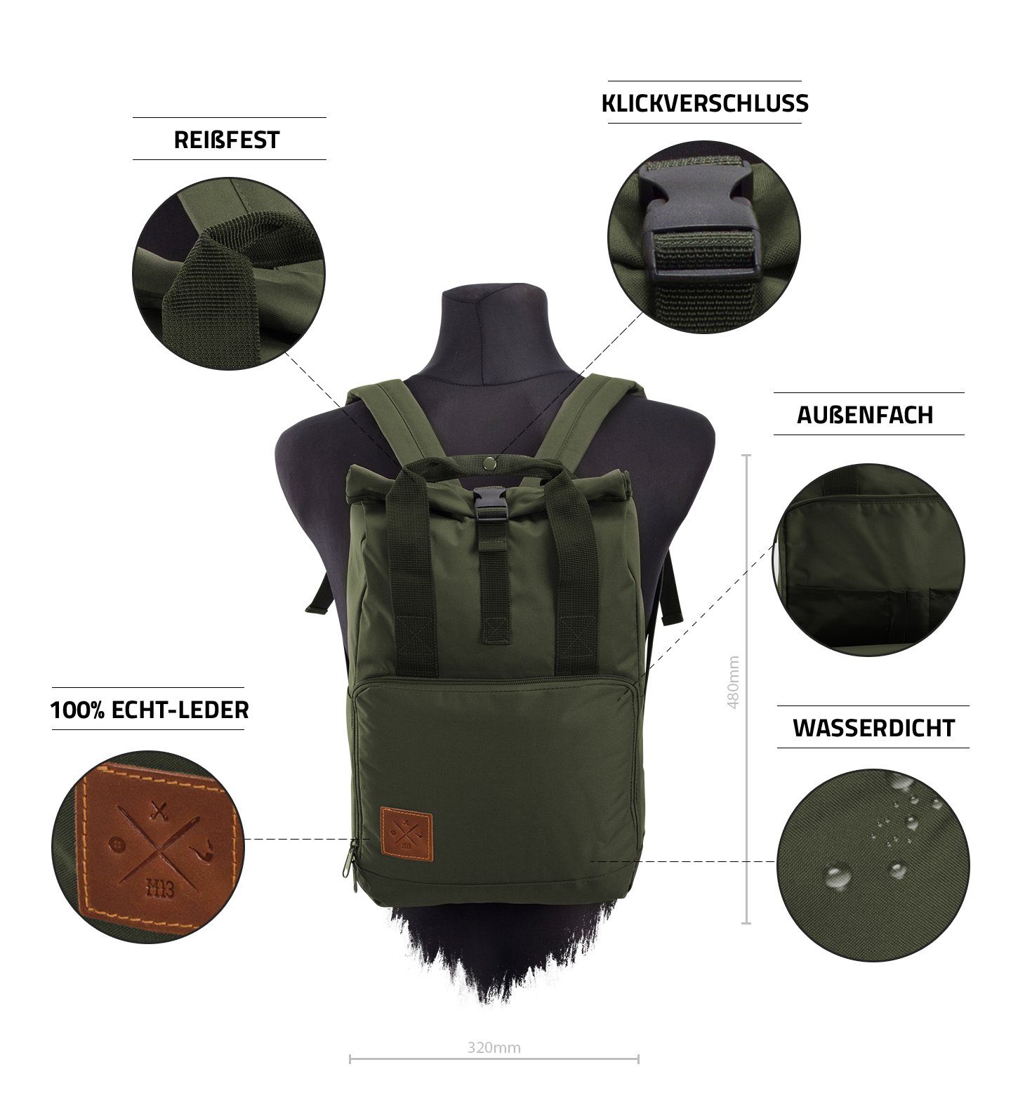 Manufaktur13 Tagesrucksack Roll-Top Daypack - Rucksack, mit Rollverschluss
