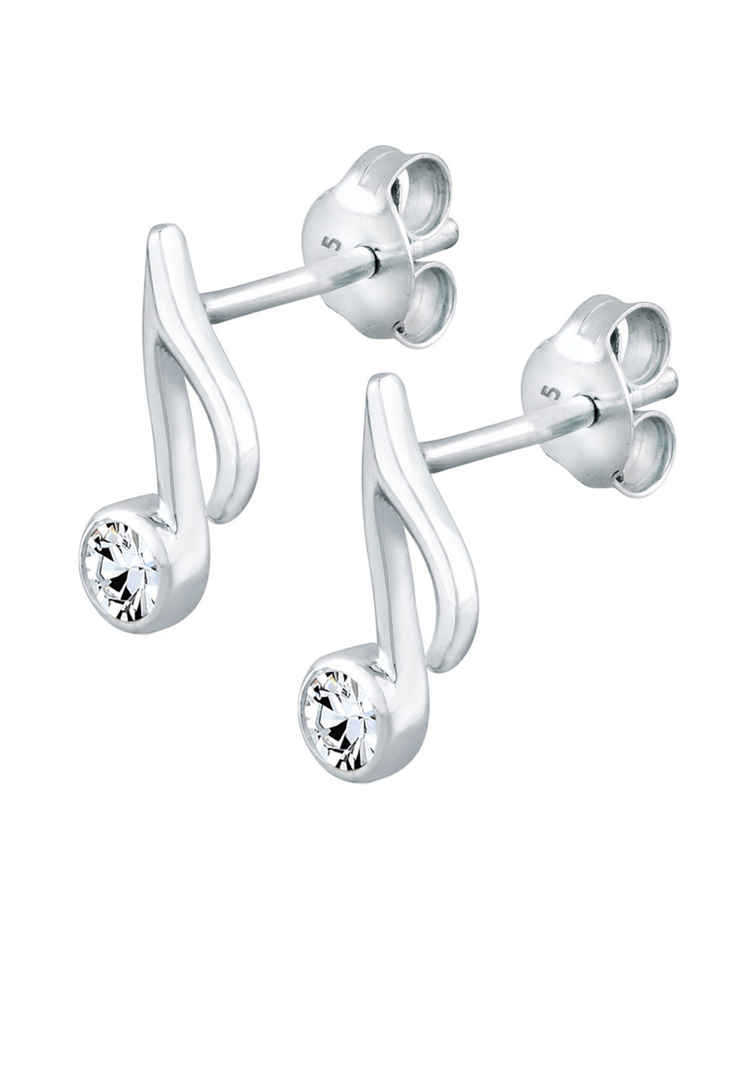 Orecchini a lobo da donna Elli a forma di nota musicale con cristallo in argento sterling 925