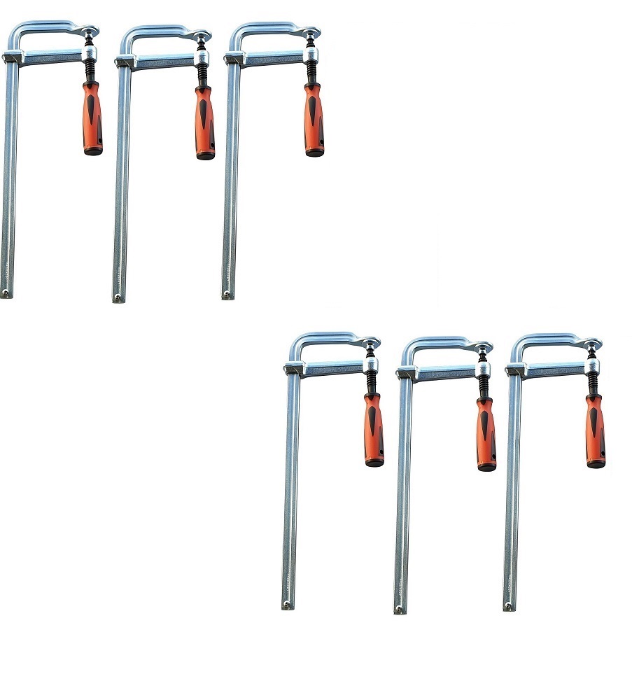 Vago-Tools 6 tlg Schraubzwingen Ganzstahl 250/300/500 x120 mm