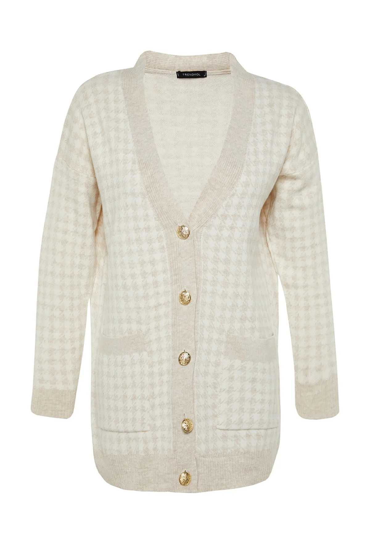 Trendyol Collection  Steinfarbener Strick-Cardigan mit weiter Passform TWOAW22HI0179