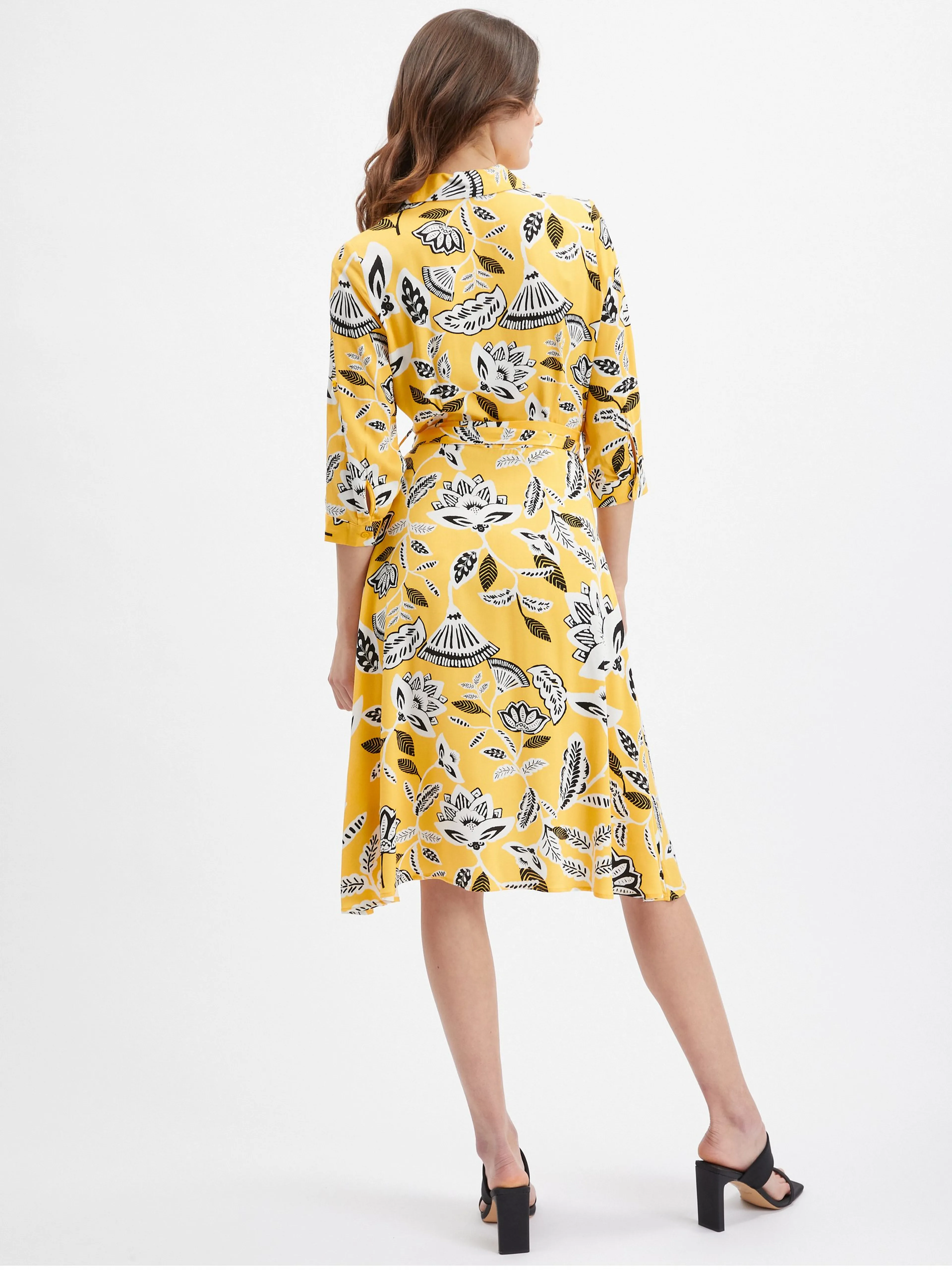 Gelbes geblümtes Damenkleid ORSAY
