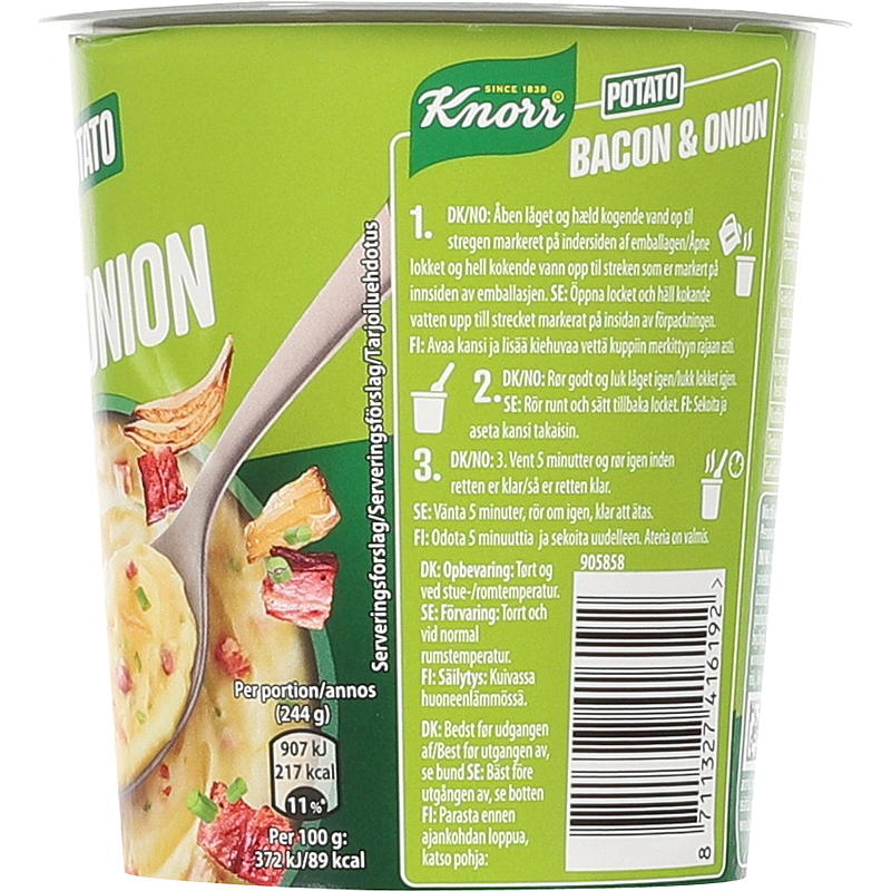 Knorr Potato snack pot 51 g bacon & onion Knorr