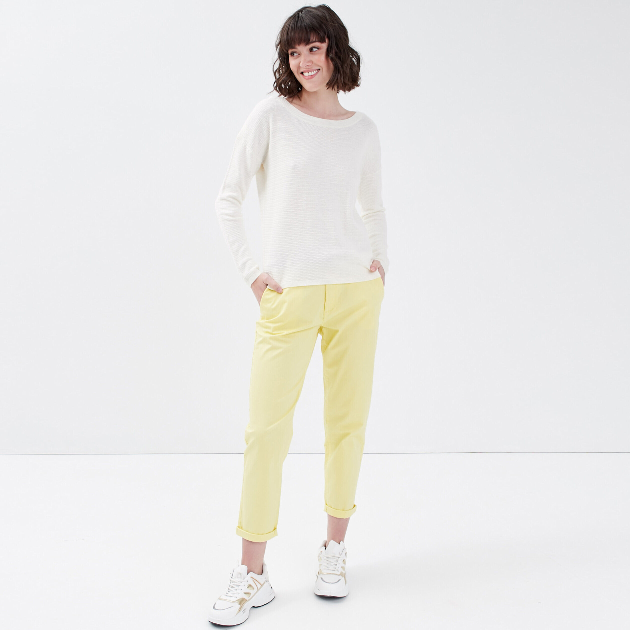 Pull avec col bateau ecru femme | Cache Cache