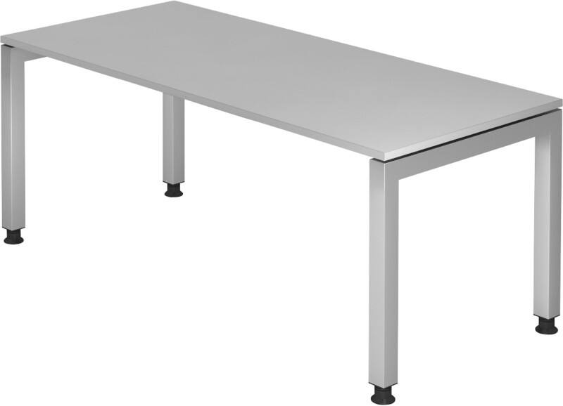 Hammerbacher VJS19/5 J Serie Höhenverstellbarer Schreibtisch Rechteckig Holz Silber 4 Füße 1.800 x 680 mm