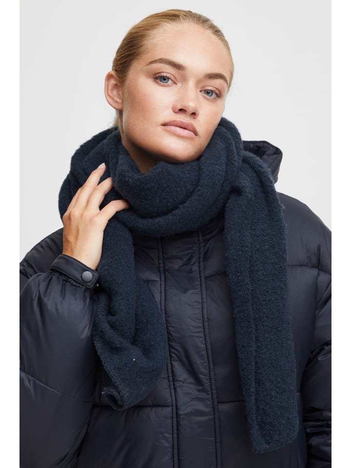 Oxmo Strickschal OXVianna scarf 21800190-ME Winterlicher Strickschal mit Struktur in Dunkelblau günstig kaufen onesize