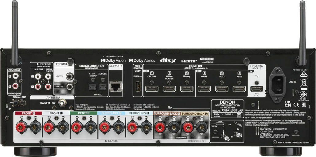Denon AVR-X1800H DAB 7.2 AV-Receiver (Bluetooth, LAN (Ethernet), WLAN)