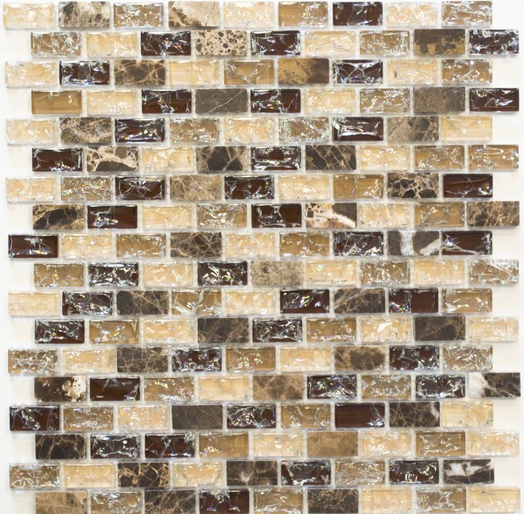 Mosani Mosaikfliesen Mosaik Stäbchen Verbund Naturstein Mosaikfliese dunkelbraun