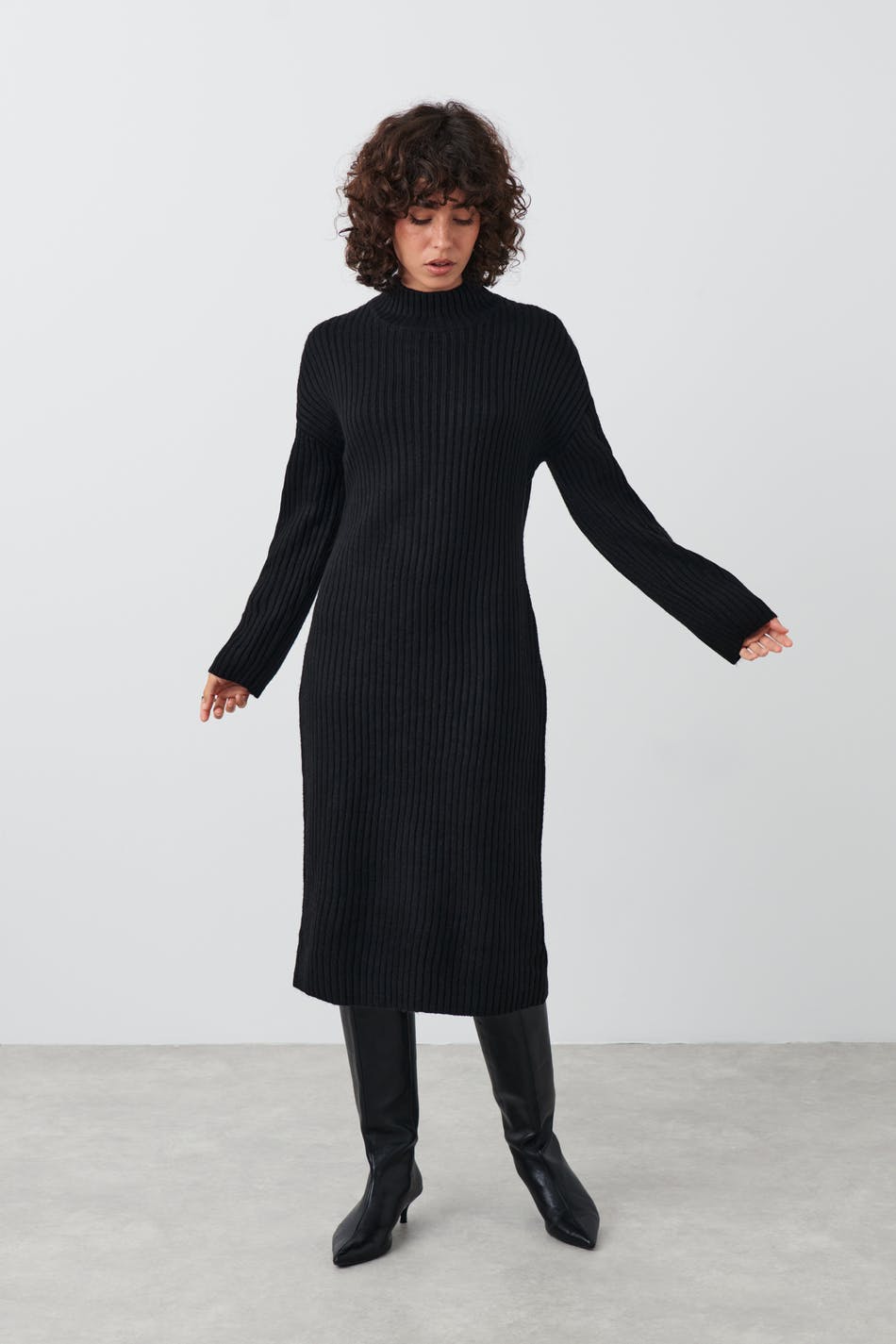 Knitted turtleneck dress