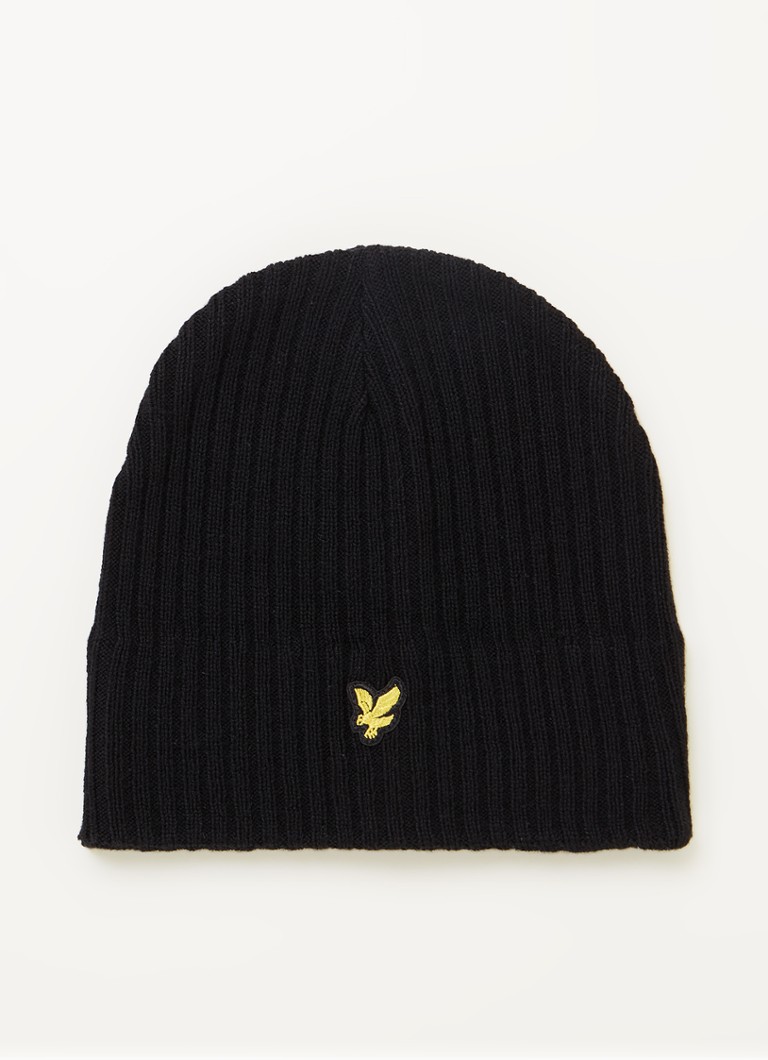 Lyle & Scott Rib-knit beanie with logo embroidery