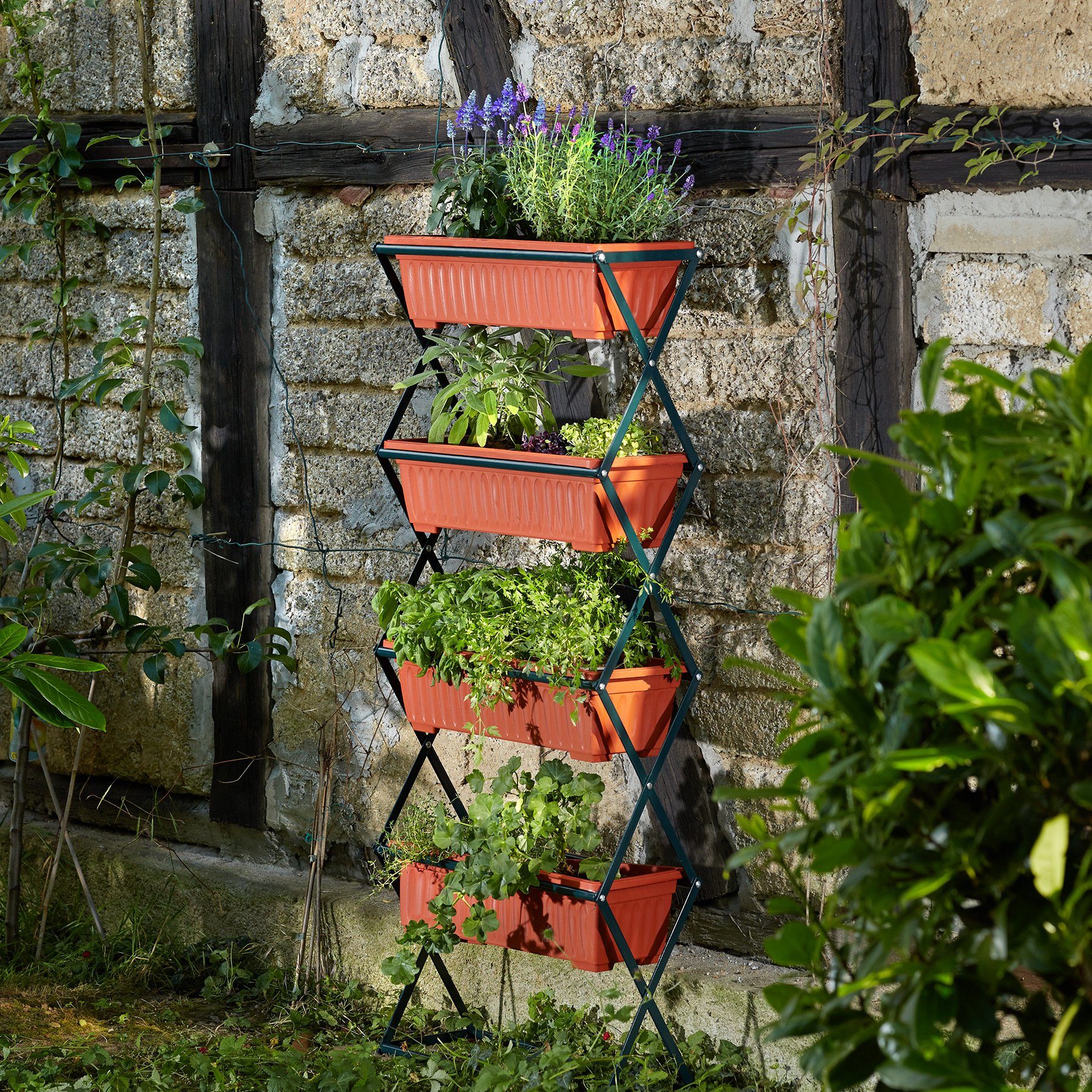 tectake Hochbeet Vertikalbeet mit 4 Kästen 52x21x127cm
