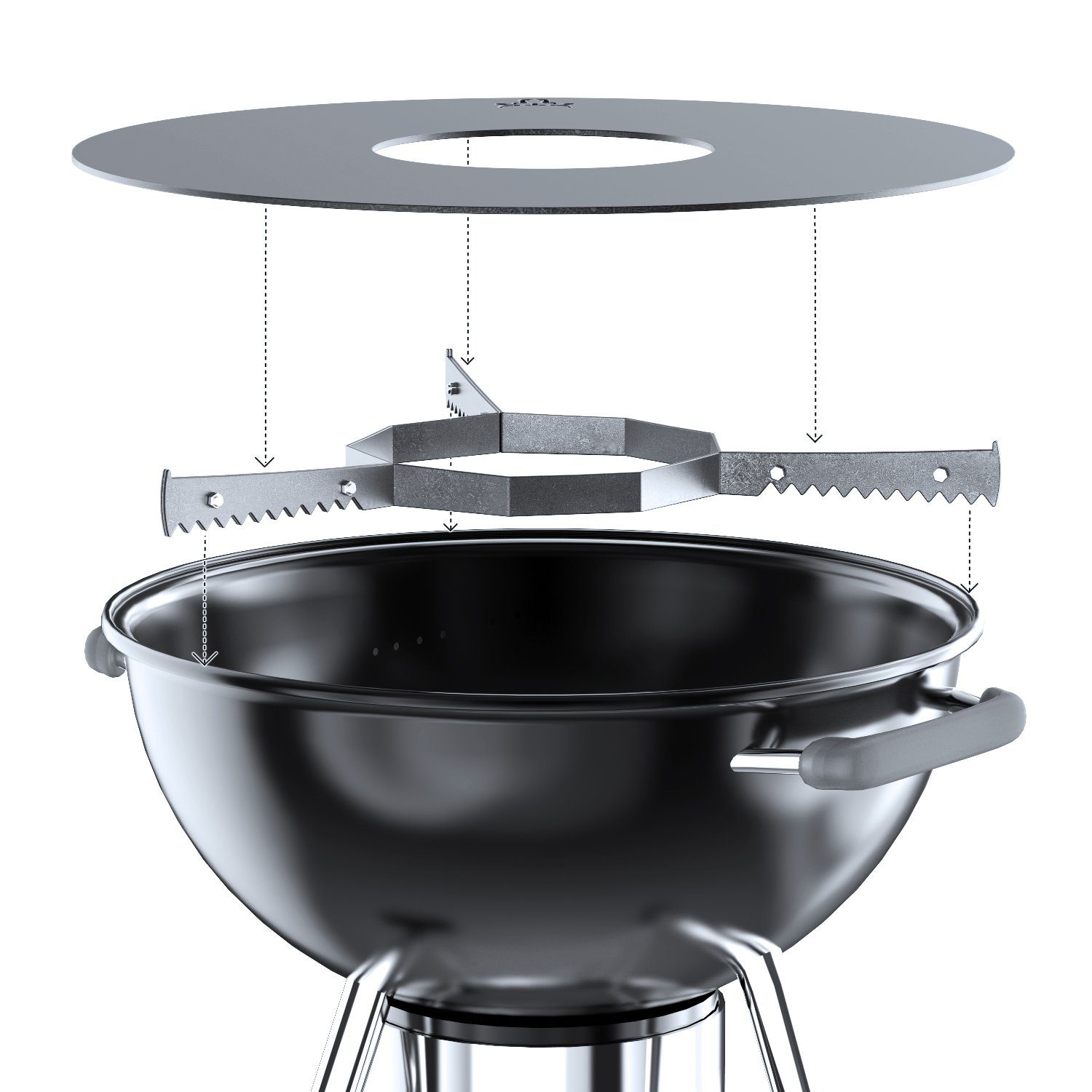 tuning-art Grillplatte AL01-80 Auflageleiste Abstandshalter Auflageeisen für 80er Grillring