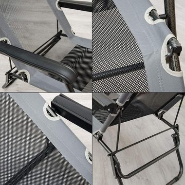 AMANKA Gartenstuhl Faltbare Campingliege Freizeitliege Gartenliege, 178 cm bis 100 kg grau