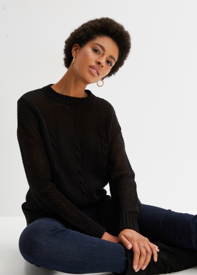 Pullover mit Netzoptik