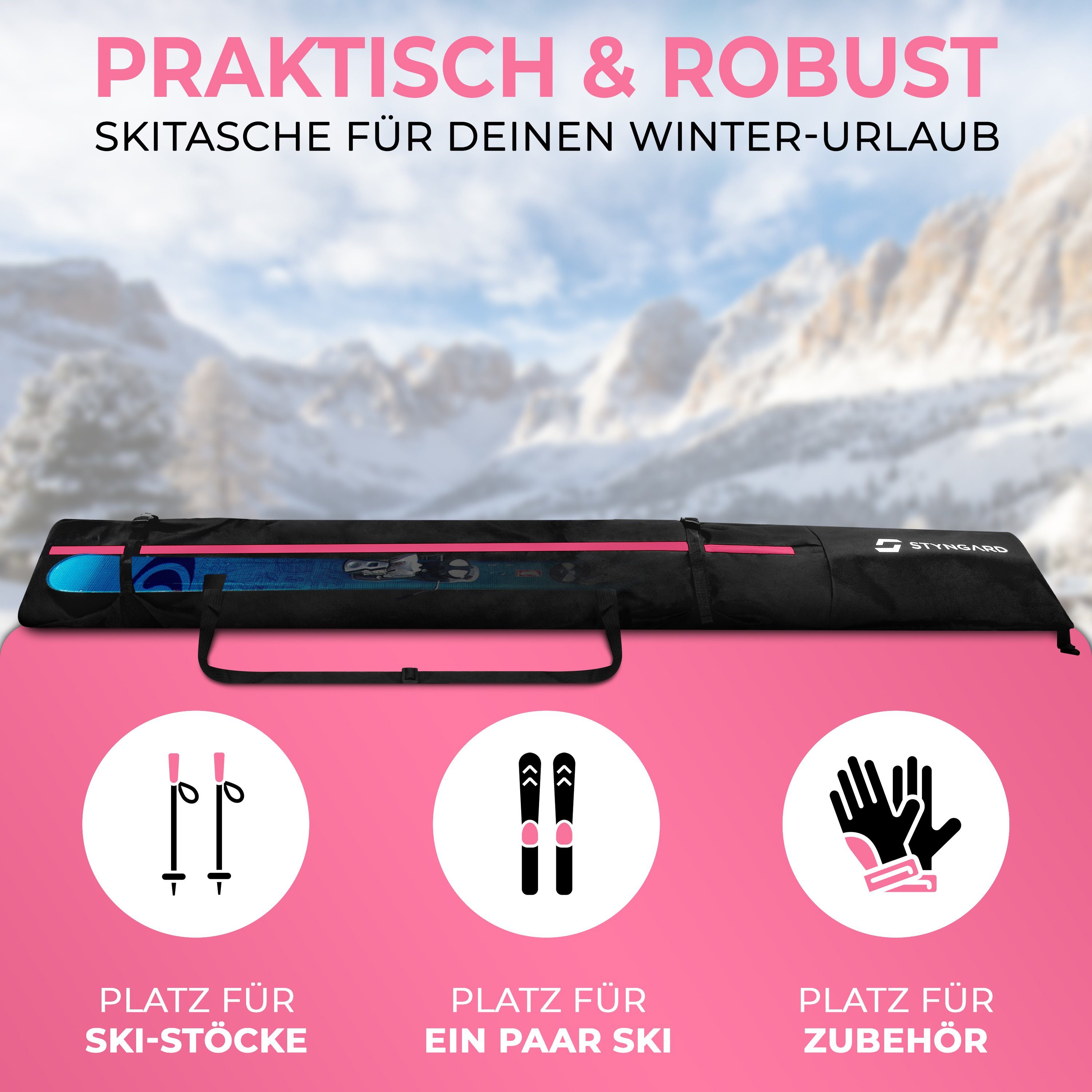 Styngard Skitasche HELSINKI, Skisack mit Rolltop [140 cm bis 200 cm]
