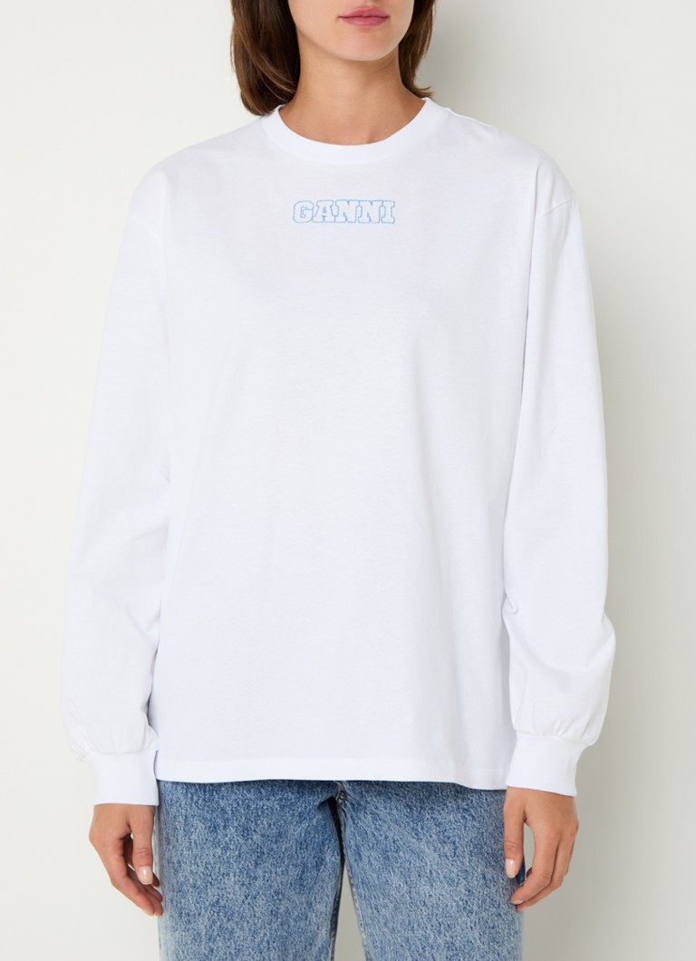 Ganni  Longsleeve met logoborduring en backprint