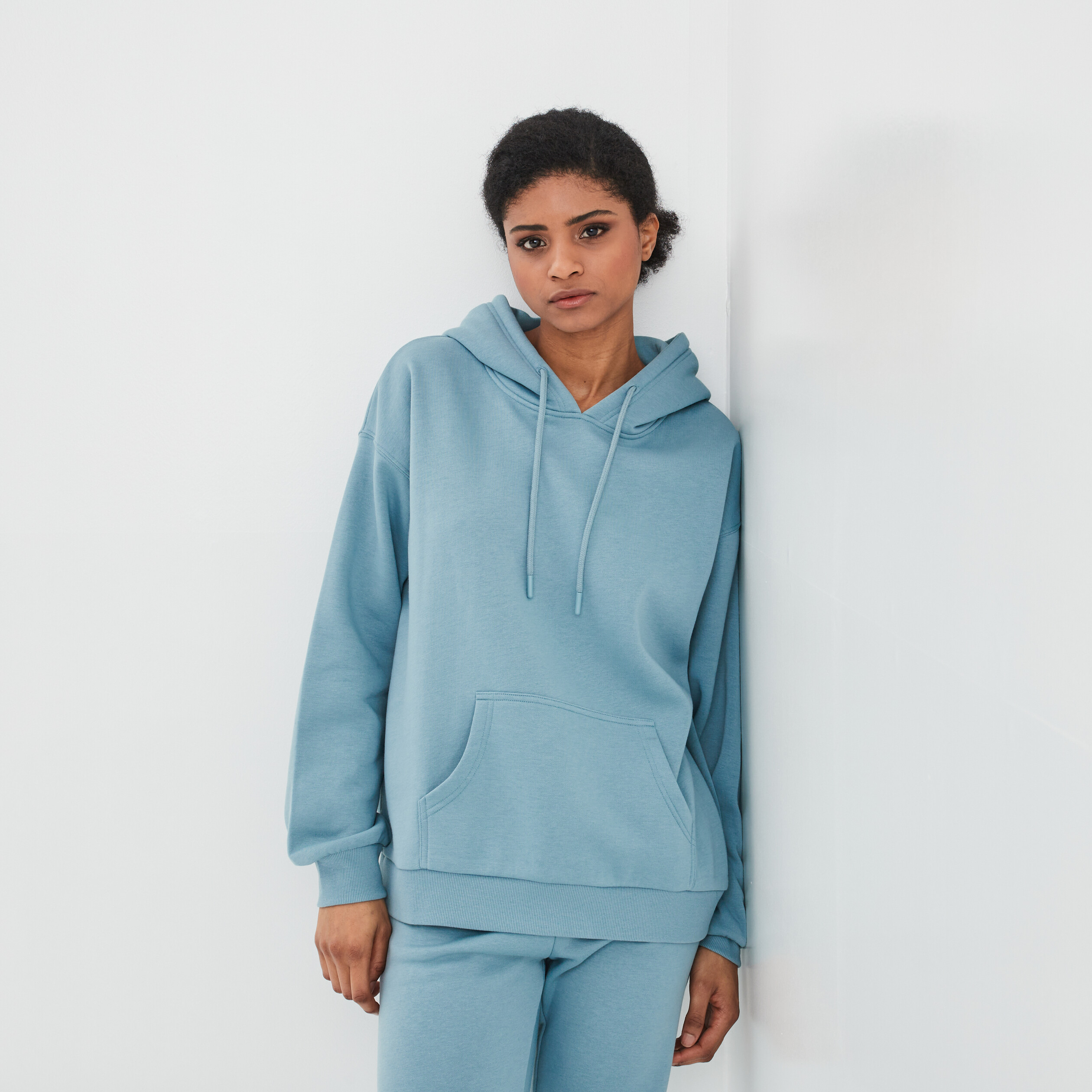 Sweat molleton à capuche hoodie bleu pastel femme | La Halle