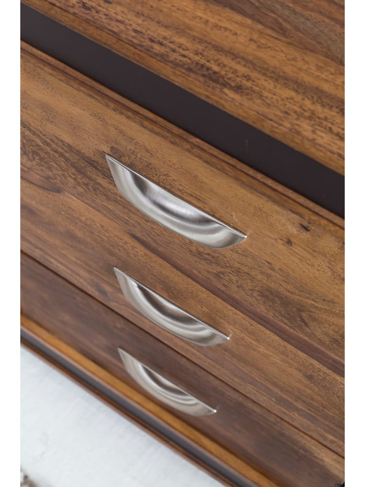 KADIMA DESIGN Design Sideboard Massivholz mit Kunstleder 160x44x80 cm günstig kaufen onesize