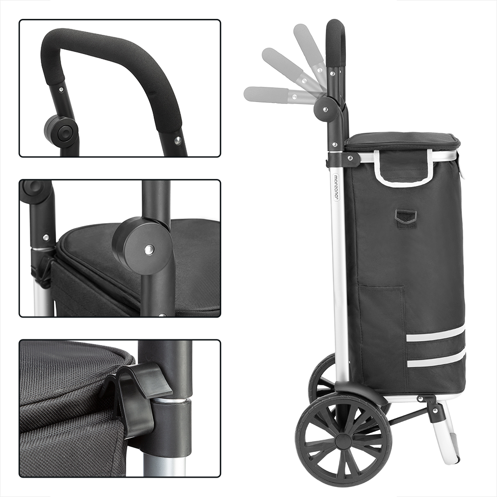 Monzana Einkaufstrolley Alu 35l 54 x 31 x 24cm schwarz