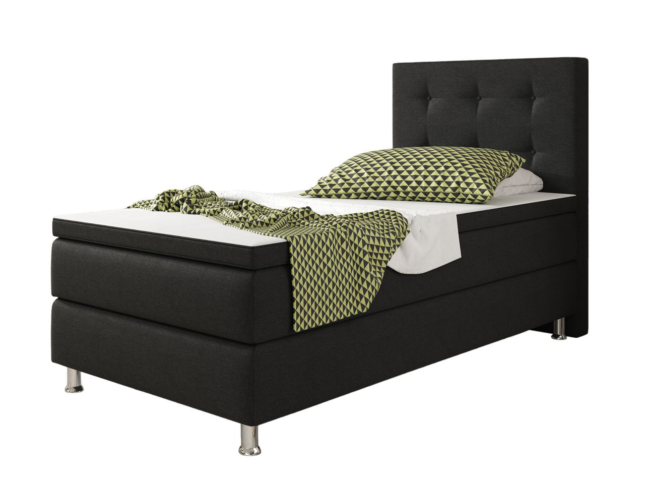 IHG Boxspringbett Köln 90x200 Webstoff Schwarz